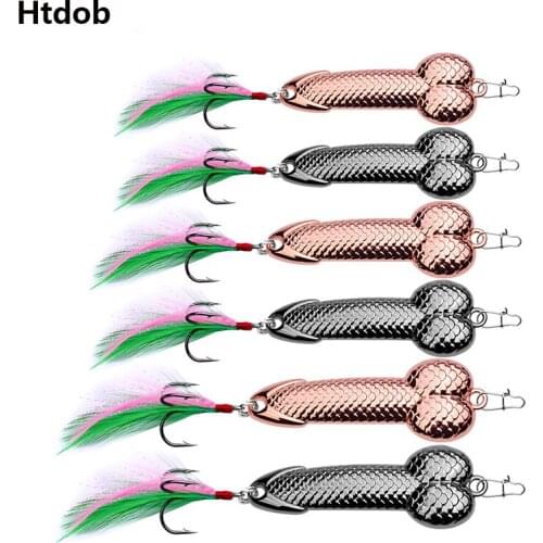 Htdob 6Pcs DD spoon fishing lure 3g 11g 21g silver gold metal fishing bait spinner bait with feather hard lures Bass Fishing