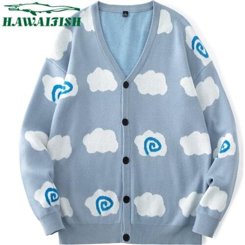 Cardigan autumn and winter sweater mens loose Harajuku style cardigan sweater retro couple cardigan mens sweater pullover