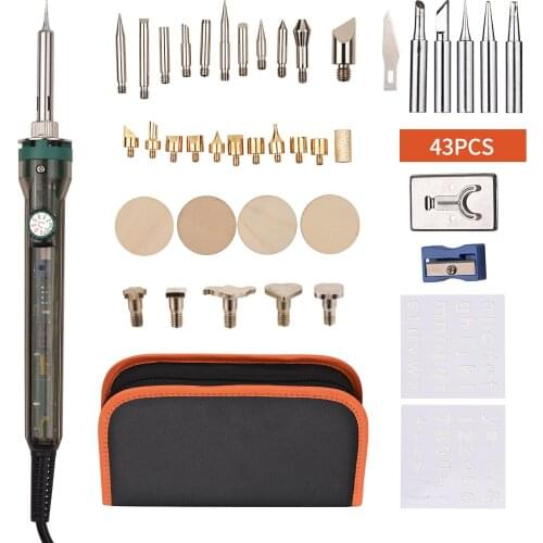 Wood Burning Kit 43pcs Multifunctional Wood Burner Tool Adjustable Temperature 200-480℃ Professional Pyrography Pen