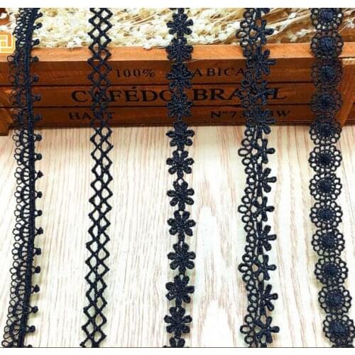 Hot 15 Yards Diy Handmade Patchwork Polyester Embroidered Lace Ribbon White And Black Color Lace Ribbon Lace Trim Lace