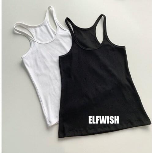 White BLACK Sleeveless Cotton Tank Top Thin Straps Woman Fashion Vest Tops Summer