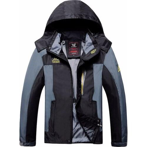 Men Windbreaker Hiking Jackets Male Windproof Waterproof Hood Jacket Outdoor spring Autumn Coat Clothing Plus Size 6XL 7XL 8xl