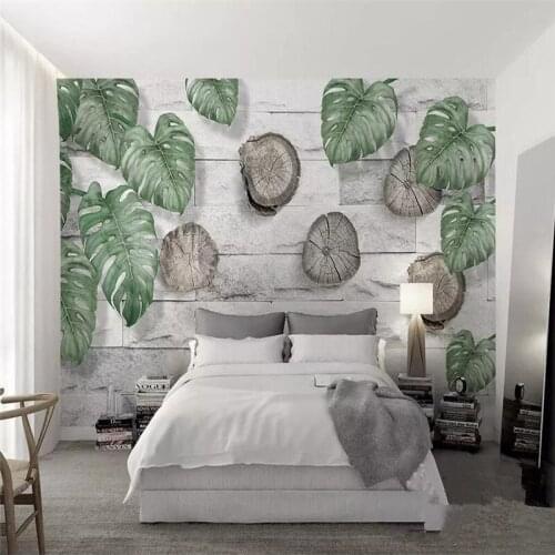 Green leaf tree root ring brick TV background wall professional production mural wholesale wallpaper mural poster photo wall