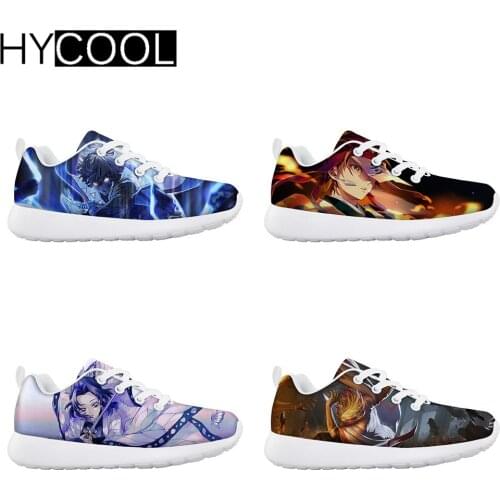 HYCOOL New Arrival Children Kid Mesh Shoes Kimetsu No Yaiba 3D Printing Boys Girls Anime Design Gym Basketball Tenis Sneakers