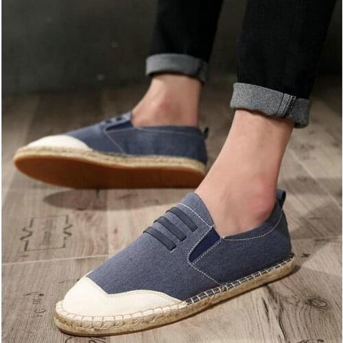 New Designer Fashion Male Loafers Flats Ramie Sole Shoes Mens Shoes Casual Fisherman Shoes Linen Canvas Espadrilles LF-35