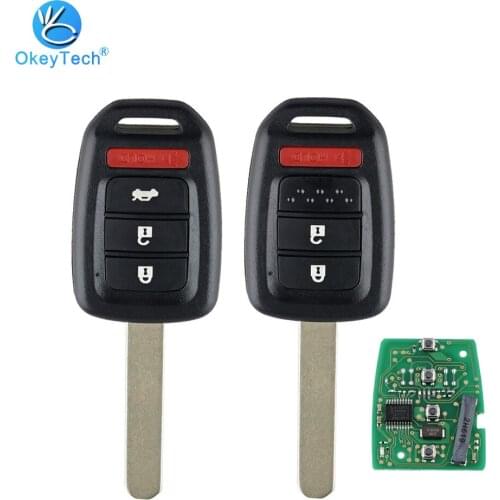 OkeyTech For Honda Accord Sport CRV Civic Remote Key 313.8Mhz FCC: MLBHLIK6 3 button Hon66 Uncut Blade for Honda Control Car Key