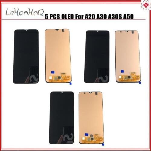 Wholesale 5 PCS Lot OLED LCD For samsung Galaxy A20 A30 A30S A50 Display Touch Screen Digitizer For samsung A205 A305 A307 A505
