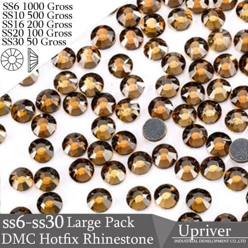 Upriver Wholesale Large Pack Bulk Packing More Shiny Glass SS6 SS10 SS16 SS20 SS30 Smoked Topaz Hotfix Rhinestones