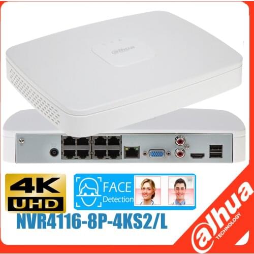 Original Dahua NVR4116-8P-4KS2/L 4K H.265 AI face16Channel 8POE Smart 1U 4K&H.265 Lite Network Video Recorder