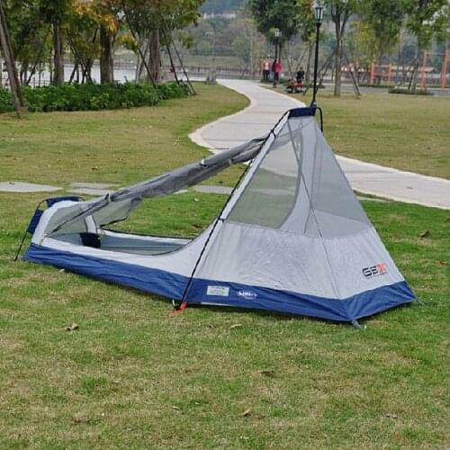 Lightweight outdoor camping tent Single Aluminum Pole Double layer professional field through the hiking equipment