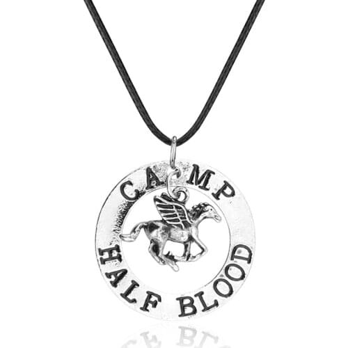 Memorable Movie Percy Jackson CAMP HALF Blood Flying Horse Pendant Jewelry Gifts Rope Necklace Splicing Necklace Accessories