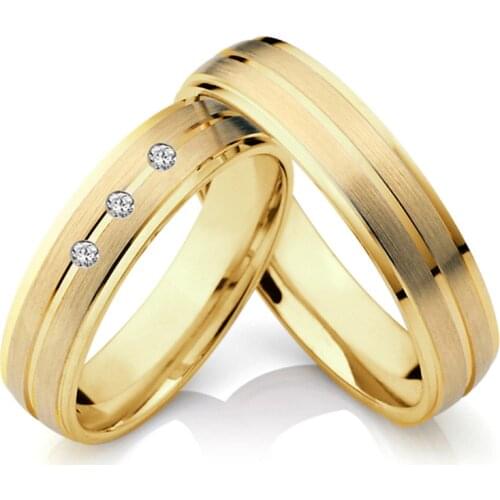 Matching wedding rings for men and women couples love alliance gents 14k gold plated rings designs for ladies