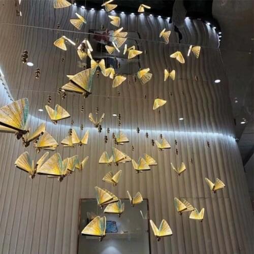 Butterfly design pendant lights for bedroom bedside dining room small hanging lamp multicolor/transparent acrylic light fixtures