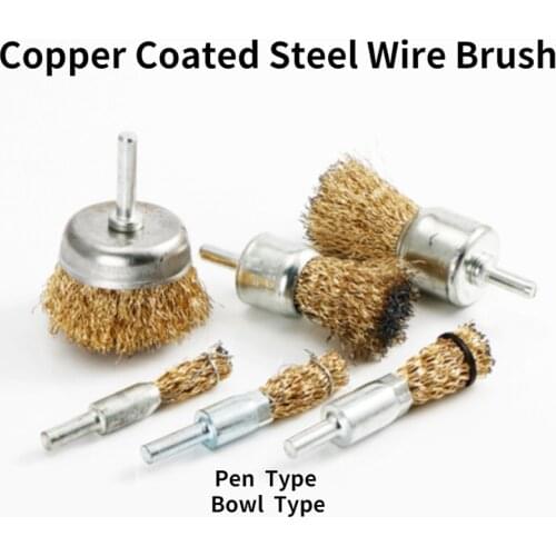 Copper Coated Steel Wire Brush / Rust Removal Wire Wheel / Polishing Brush / Electric Drill Wire Brush Set/ Metal Rust Removal