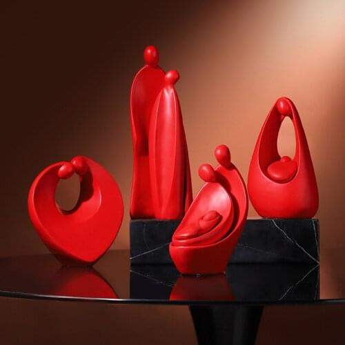 Modern Abstract Lover Statue Art Snuggling Couple Figurines Nordic Resin Crafts Office Home Decoration Shelf Ornaments