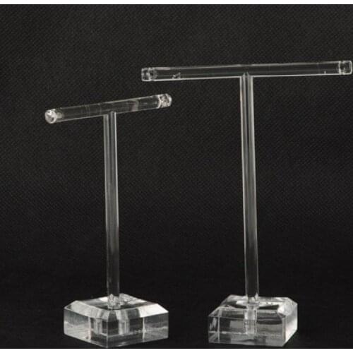 1pc Dimensional T Bar Organic Glass Earring Display Rack Stand Clear Showcase Jewelry Organizer Holder 60~80x30x90~110mm