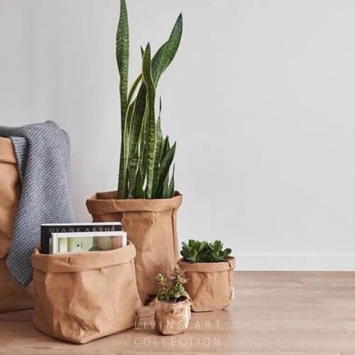 Storage Bag Scandinavian Minimalist Kraft Paper Sacks Household Supplie Window Display Props Water Proof Does Not Tear Washable