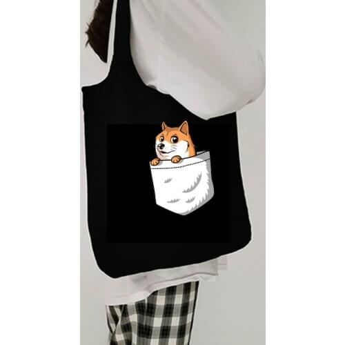 Ulzzang Tote Bag Canvas with Pockets Print Handbag Canvas Bag Japanese Female Shopper Shoulder Bag Large Capacity Women Men Man