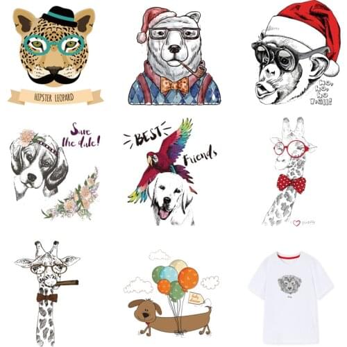 Iron-on Transfers for Clothing Giraffe Stickers Heat Transfer Parches Diy Dog Patch Flex Fusible Transfer Textile Vinyl Stripe I