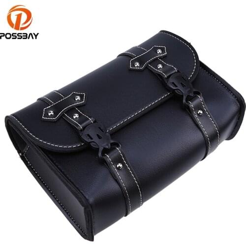 POSSBAY Universal Bicycle Motorcycle Saddle PU Leather Bag Storage Tool Pouch For Harley Touring Cruiser Saddlebag Backpack Bags
