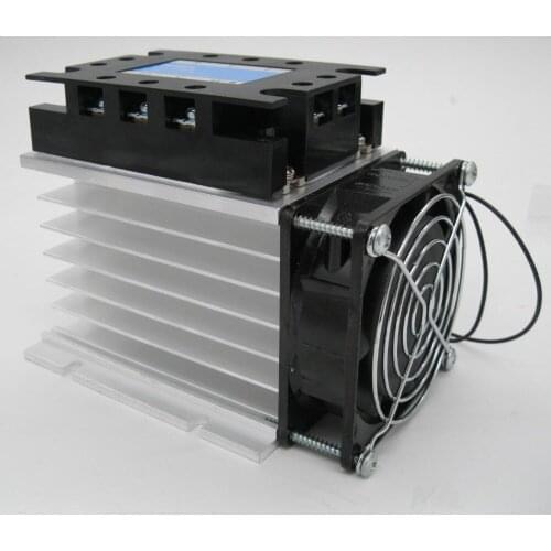 High quality Three Phase Solid State Relay SSR-80DA Relay 3-32VDC to 30-480V AC SSR Relay + Aluminum Heat Sink + electric fan