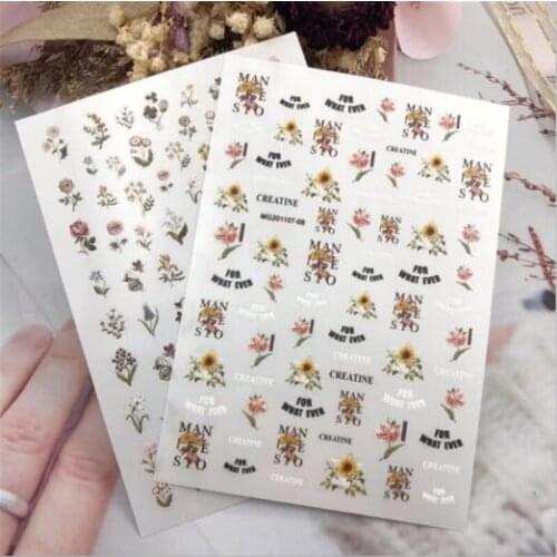 High Quality Fashion New Style Dry Sunflowers Nail Stickers Nail Decals Nail Art Adhesive Nail Stickers
