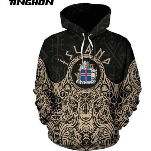 XS-7XL Iceland Vikings Coat of Arms Hoodie Golden Harajuku Fashion Sweatshirt and hoodies Unisex Casual Jacket pullover