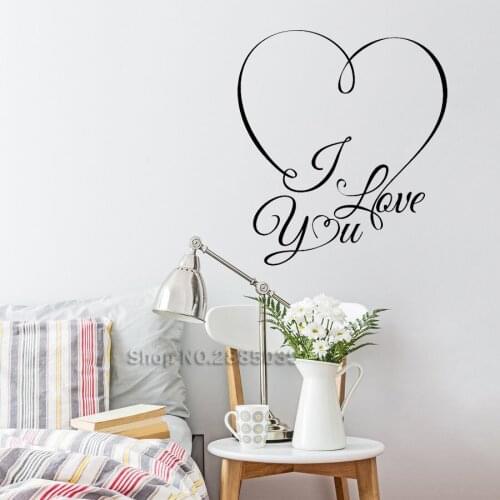 I Love You Romantic Heart Wall Sticker Quote Murals Art Living Room Bedroom Decor Modern Stylish Home Decorative 3d Poster LA680