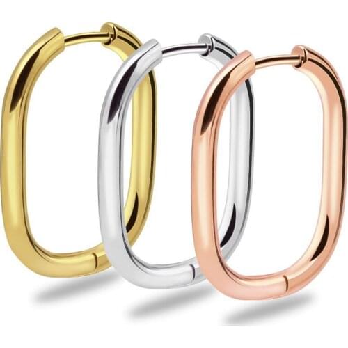 Wholesale Jewelry -- Titanium steel Square Line Hoop Earrings Jewelry for Men Women Hip Hop 2 6mm