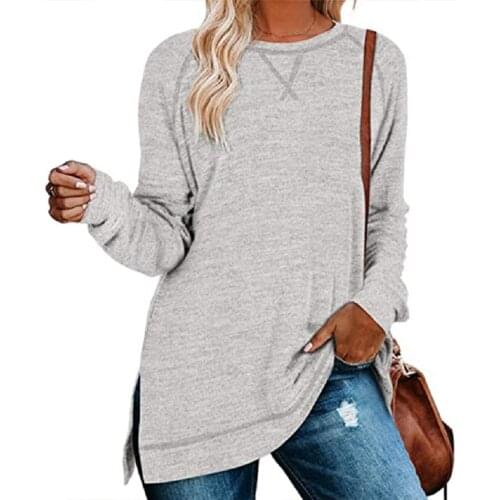 GULE GULE Womens Casual Long Sleeve Split Tops Elegant Front Tunics Shirt