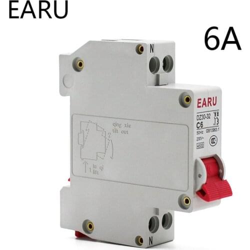 1pc 6A DZ30-32 DPN 1P+N Mini Circuit Breaker MCB Din Rail Mounting Cutout Miniature Household Air Switch OEM Circuit Protector