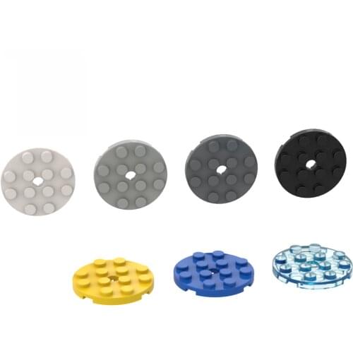 10pcs MOC DIY 60474 Plate Round 4 x 4 with Pin Hole For Building Blocks Parts DIY Brands Educational Parts Toys