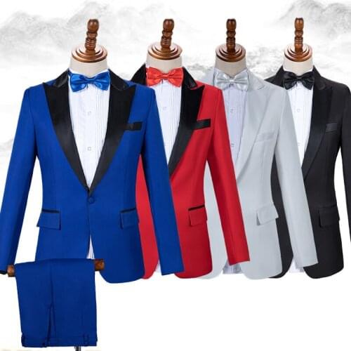 2019 Stage Costumes Mens Suit Singers Clothes Wedding Groommans Clothing New Performing Suit Compere Stage Chorus Dress VDB877