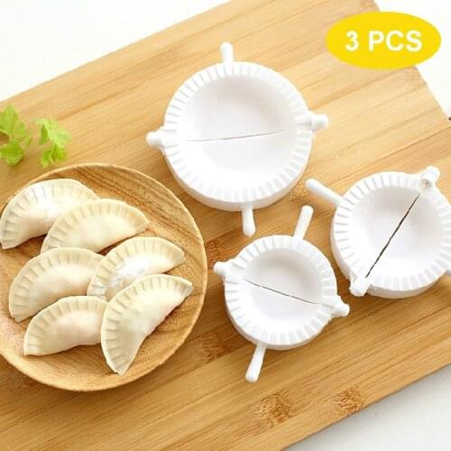 3pcs Dumpling Mold Dumplings Maker Tool Pie Ravioli Mould Cooking Pastry Plastic Dough Press Jiaozi Clips Baking Pastry Kitchen