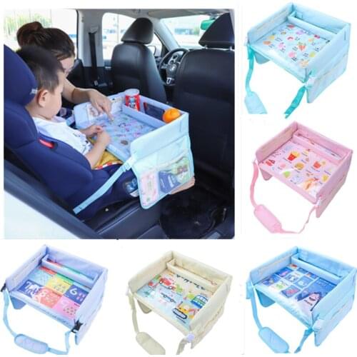Car Baby Seat Cartoon Tray Mutifunctional Food Drink Snack Holder Storage Toys Painting Table For Child Kid Waterproof Upgraded