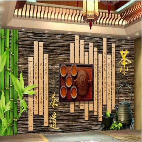Beibehang Custom large fresco Chinese tea ceremony restaurant background wall decoration painting non - woven fabric wallpaper