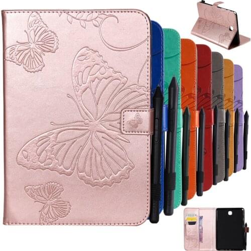 For Samsung Galaxy Tab A T350 Tablet Case Emboss Butterfly PU Leather Flip wallet Shell for Samsung Galaxy A 8.0 T350 T355 Cover