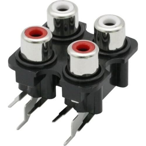 5pcs AV core socket Six-foot RCA socket four-hole PCB welded lotus socket AV4-8.4-7