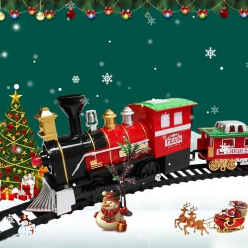 Christmas Electric Train Toys Childrens Electric Railway Track Train Set Racing Road Transportation Building Toys For Xmas Gift