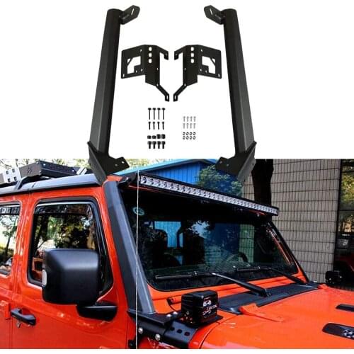 52" LED Light Bar Mounting Brackets Steel Upper Windshield Work Lights Lamps A Pillar Mount for Jeep Wrangler JL Unlimited 2018