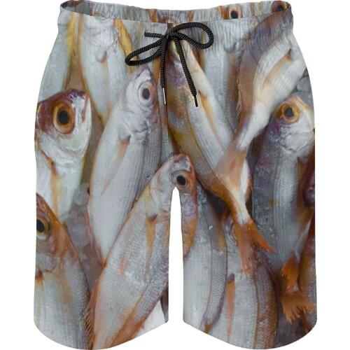 Summer Men Causal Short Breathable Quick Dry Humor Graphic Sausage Party Sports Fish Pants