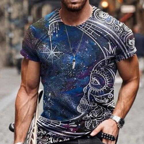 Summer Mens Oversized Retro Short-sleeved 3d T-shirt Fashion Abstract Harajuku Ethnic Print O-neck Plus Size Singlet T-shirt