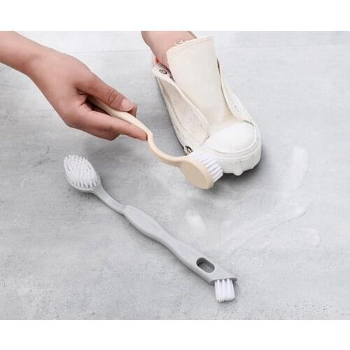 1Pcs Multifunction PP Long Handle Cleaning Brush Washing Tools Shoe Accessories Double Headed 2Colors Soft-wool