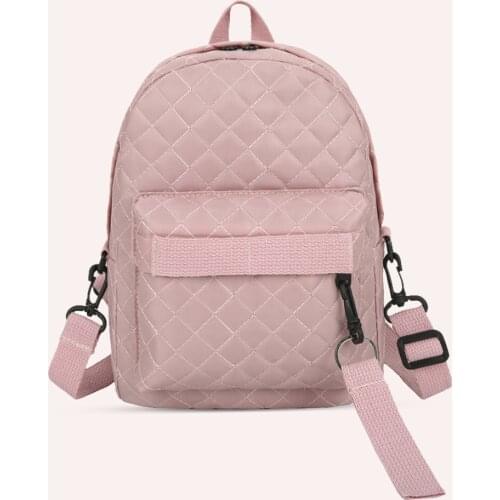 Fashion Women Backpack Female Solid Color Rucksack Lattice Pattern Crossbody Messenger Bag Casual Ladies Small Handbags Backpack