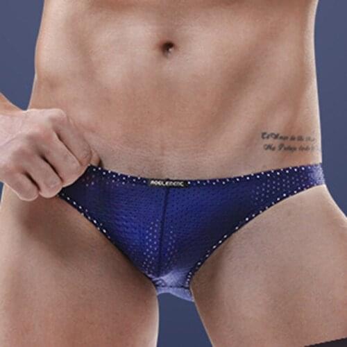 2021 Men Underwear Mesh Sexy Men Briefs Breathable Mens Slip Cueca Male Panties Bulge Pouch Underpants Erotic Shorts Quick Dry