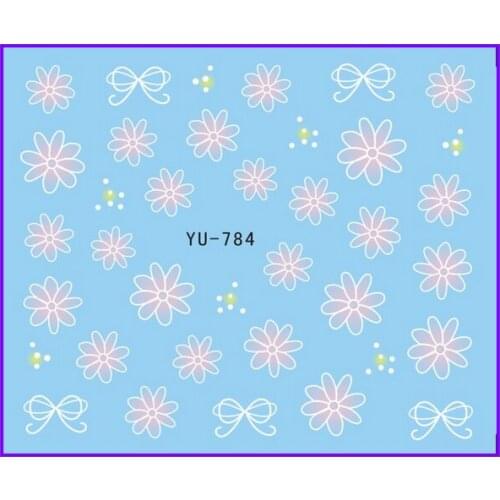 Nail Sticker WHITE LACE INLAID FLOWER Water Transfers Stickers Nail Decals Stickers YU784-789