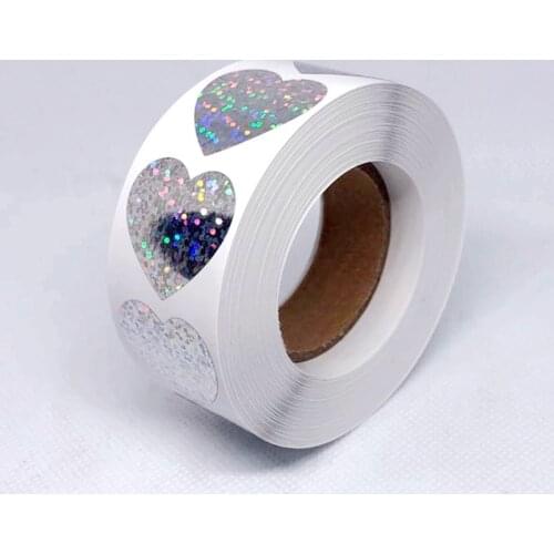 50-500pcs shiny heart stickers scrapbooking for package seal labels custom sticker room decoration wedding sticker