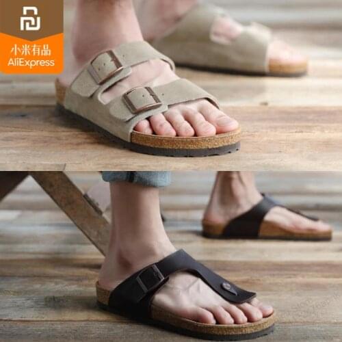 Original xioami 2 wild suede pure cork soft leather sandals slip resistant wear high quality slippers