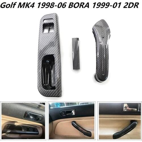 LHD Window Glass Lift Button Control Panel Door Handle Cover for Golf BORA 2DR 1997-2005 Carbon Style 3B1867171D