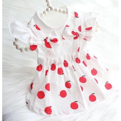 Printing Flower and Fruits For Perro Fashion Dress For Super Small Costume Cute Cotton Chihuahua Summer Pet Lace Clothes